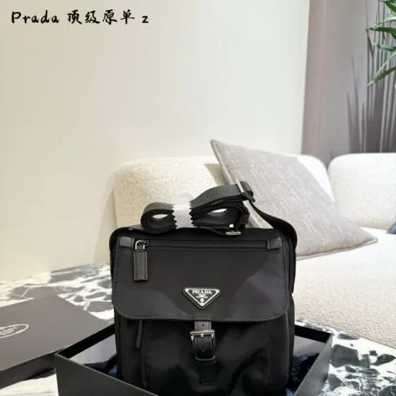Prada Re-Nylon Small Messenger Bag Black Crossbody