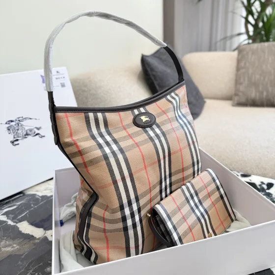 Burberry Vintage Check Hobo Bag Beige Hobo