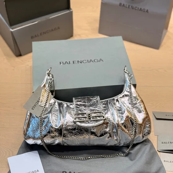Balenciaga Bb Soft Hobo Bag Silver Hobo