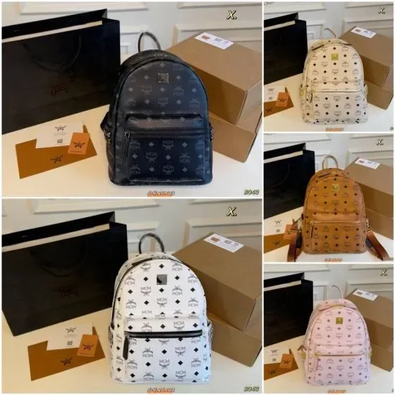 MCM Stark Visetos Backpack Black Backpack