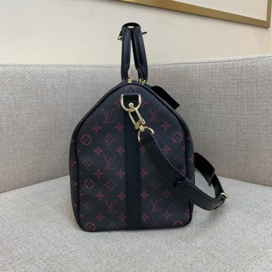 Louis Vuitton Keepall Bandouli re 45 Black Monogram with red print 45 travel