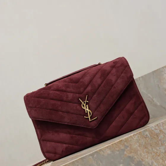 YSL Cassandre Envelope Chain Bag Burgundy Shoulder Bag
