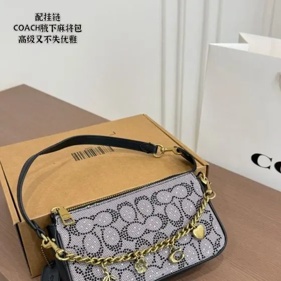 Coach Mahjong Bag Beige Black Shoulder Bag
