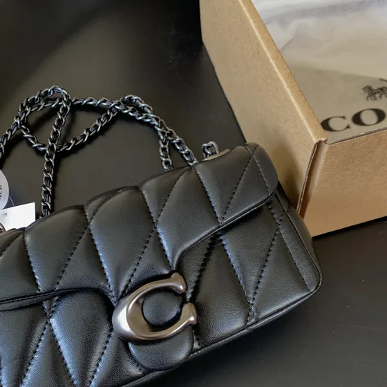 Coach Quilted Chain Sac bandoulière Noir Crossbody