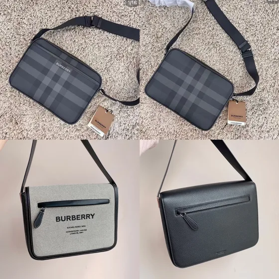 Burberry Ekd Logo Nylon Crossbody Bag Light Green Black Crossbody