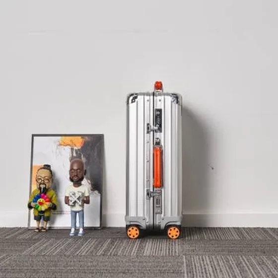 Rimowa kuffert Sølv with Orange handles travel