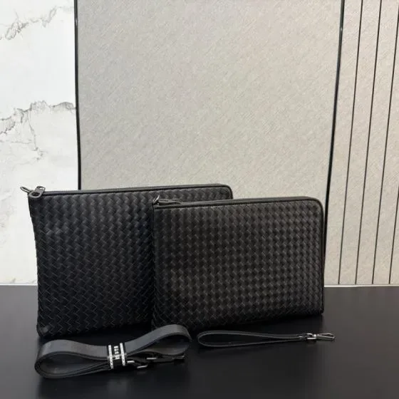 Bottega Veneta Intrecciato Document Case Black Clutch
