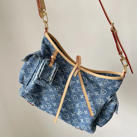 Louis Vuitton Denim Hobo Blue Hobo