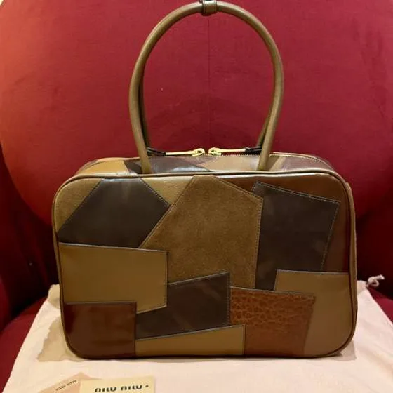 Miu briefcase Brown multicolor patchwork work
