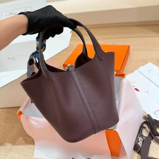 Hermes Picotin Lock Dark Coklat Top Handle