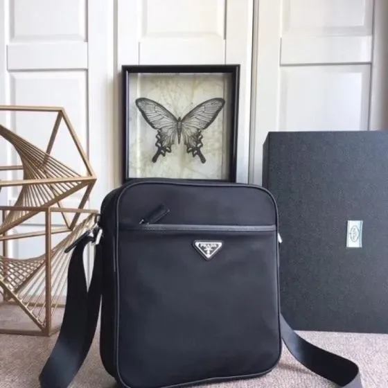Prada Nylon Messenger Bag Black Crossbody