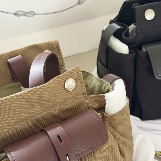 Prada Canvas Multi-Pocket Top Handle Bag Khaki Brown Top Handle