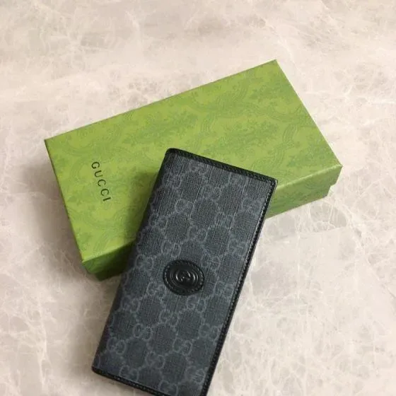 Gucci Gg Long Wallet With Interlocking G Black Wallet