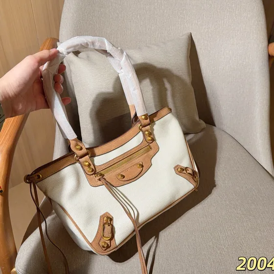 Balenciaga City White Natural Top Handle
