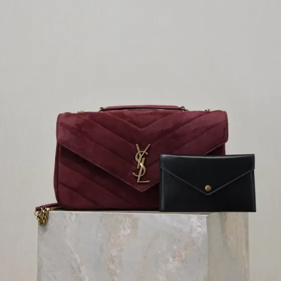 YSL Cassandre Envelope Chain Bag Burgundy Crossbody