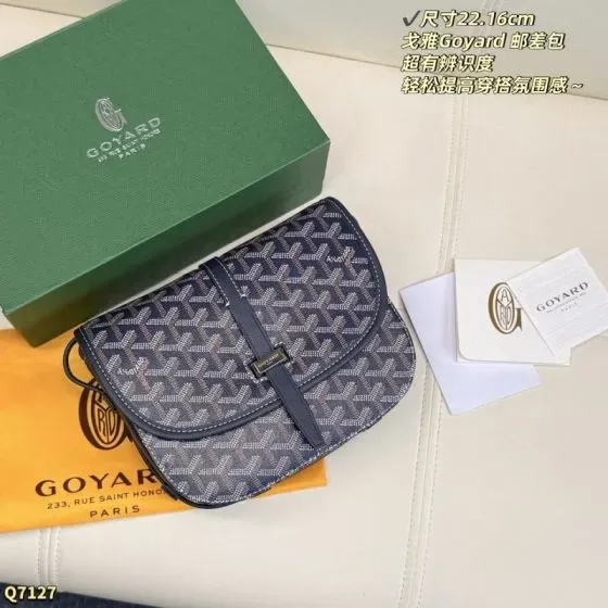 Goyard Belvedere Messenger Bag Navy Blue 22 16cm Crossbody