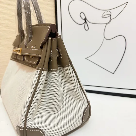 Hermes Birkin Gris/Beige Anse supérieure
