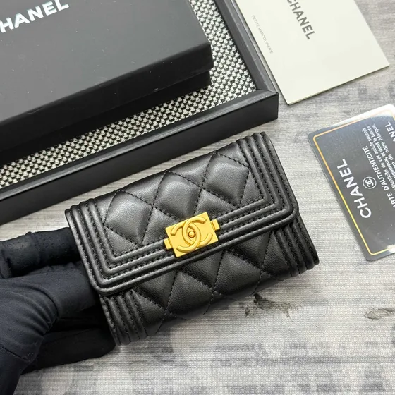 Chanel Boy Flap Card Holder Black Card Holder