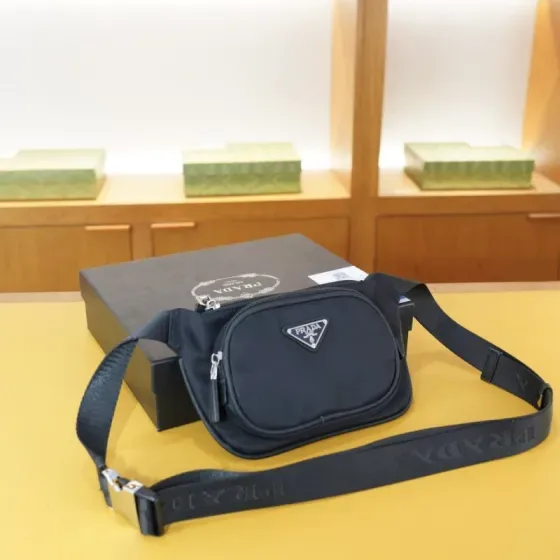 Prada Re-Nylon Saffiano Leather Belt Bag Black Belt Bag