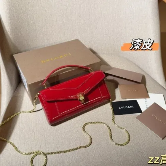 Bvlgari Serpenti Forever Chain Wallet With Handle Red Crossbody