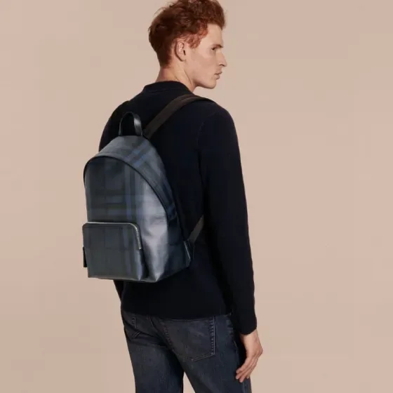 Burberry London Check Backpack Navy Charcoal Check Backpack
