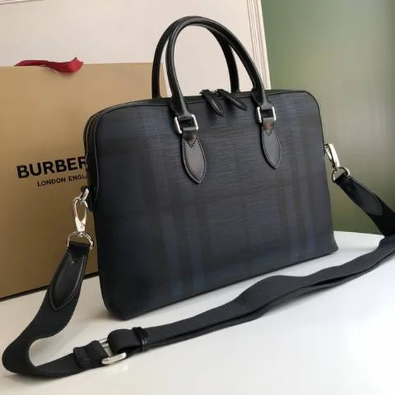 Burberry Valigetta Blu Plaid 37 x 5 x 27cm business