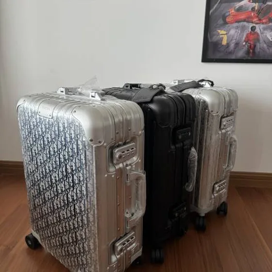 Dior x Rimowa mala Prateado Preto Oblique travel