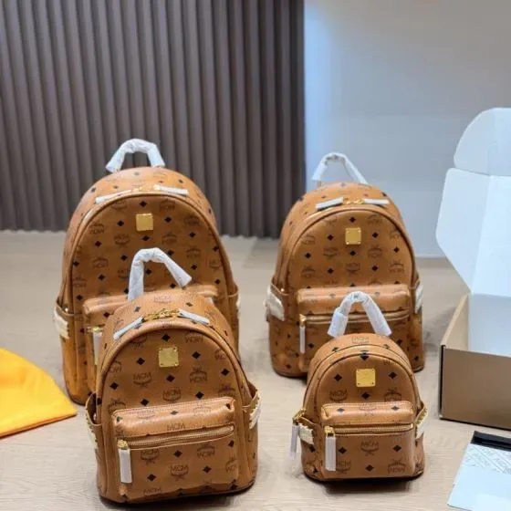MCM Stark Visetos Backpack Cognac Brown Backpack
