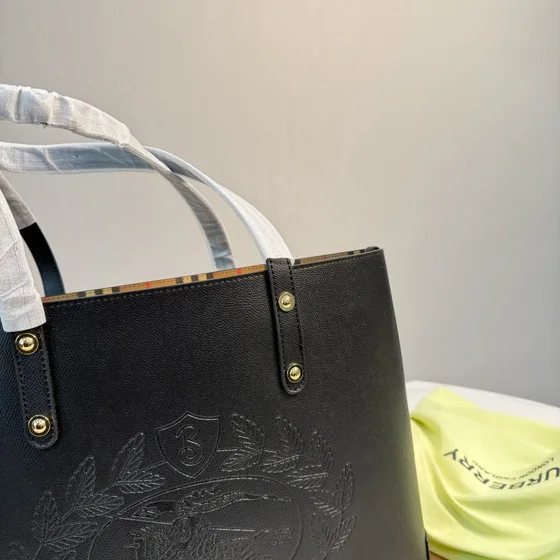Burberry Embossed Ekd Leather Tote Bag Black Tote Bag