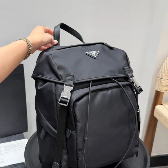 Prada Nylon Drawstring Backpack Black Backpack