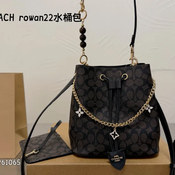 Coach Rowan 22 Bolso cubo Beige 22cm Crossbody