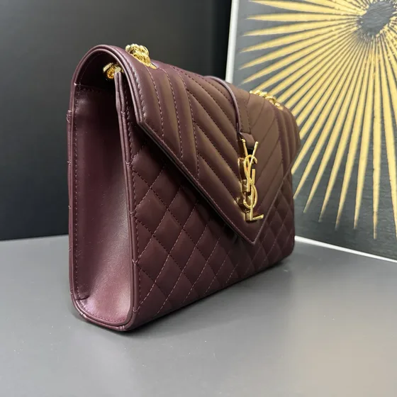 YSL Envelope Bag Burgundy Shoulder Bag