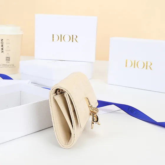 Dior Lady Dior Flap Card Holder Beige Card Holder