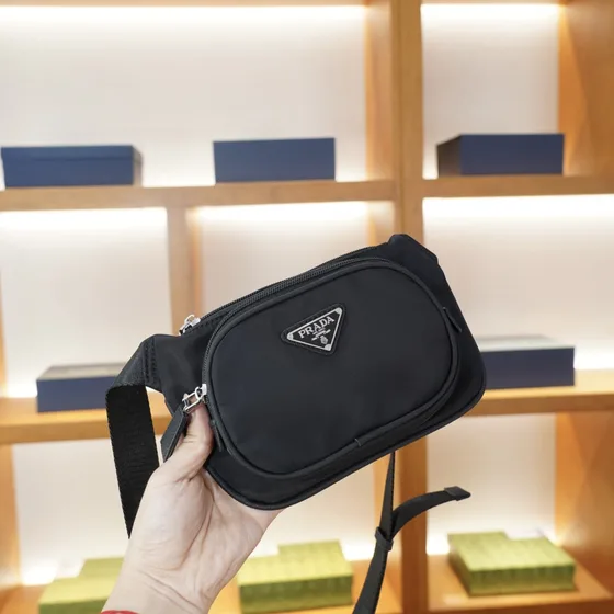 Prada Re-Nylon Saffiano Leather Belt Bag Black Belt Bag
