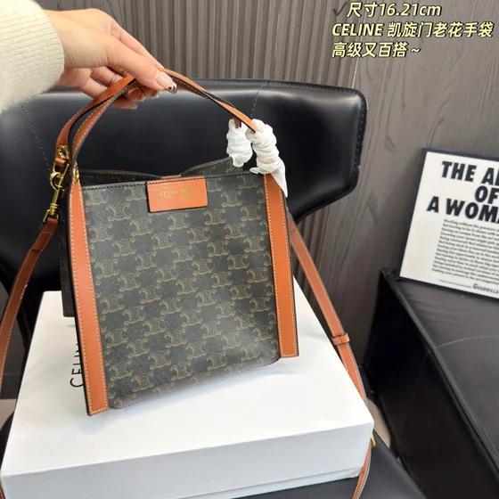 Celine Triomphe Braun 16*21cm Schultertasche