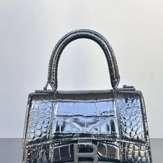 Balenciaga Hourglass Top Handle Bag Metallic Silver Top Handle