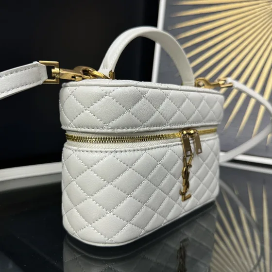 YSL Gaby Mini Vanity Case Branco Alça superior