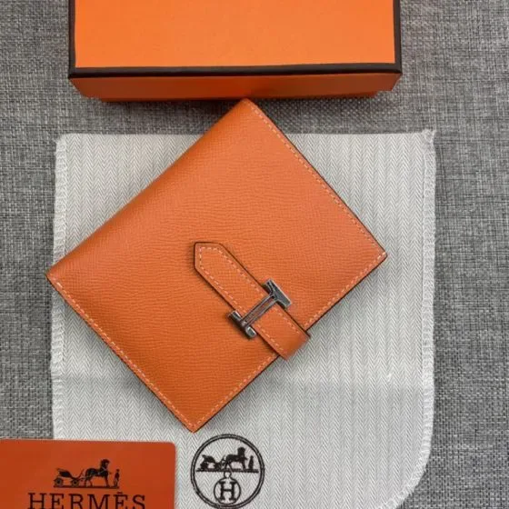 Hermes Bearn Compact Wallet Orange Wallet