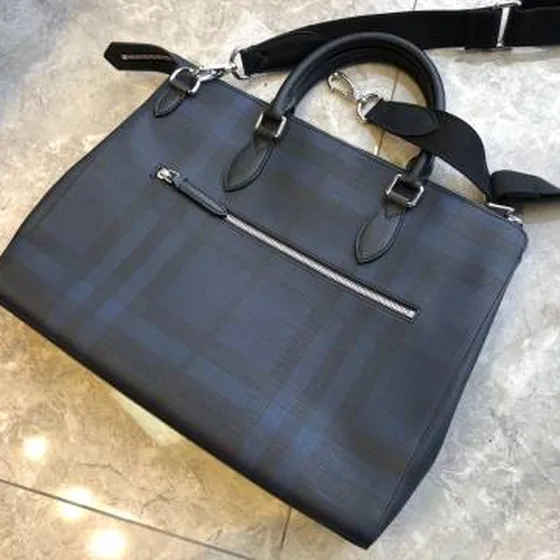Burberry Aktetas Marineblauw Check 40x30x9cm business