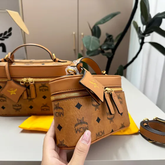 MCM Visetos Crossbody Vanity Bag Cognac Crossbody