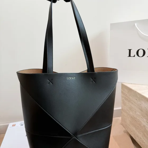 Loewe Puzzle Fold Tote Grijs/Zwart Tote tas