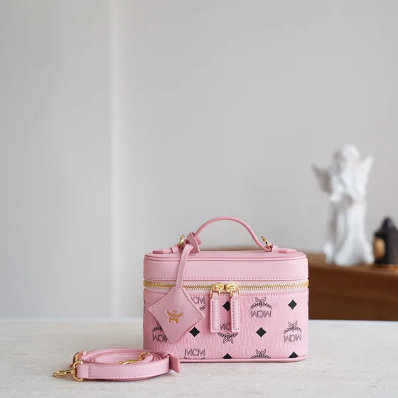 MCM Visetos Rockstar Vanity Case Rosa Crossbody